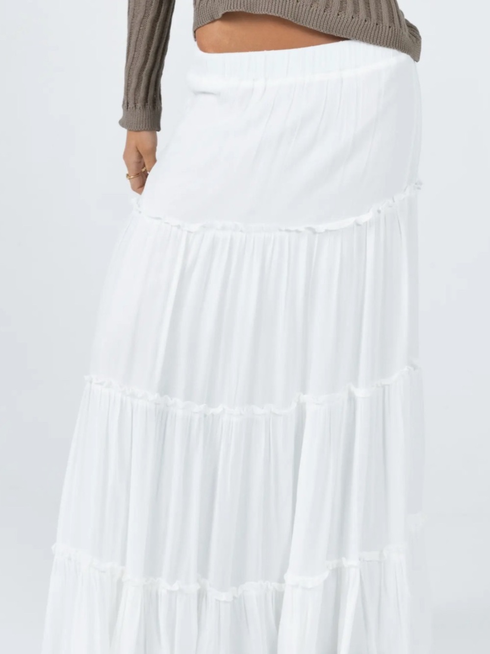 Princess Polly White Tiered Maxi Skirt